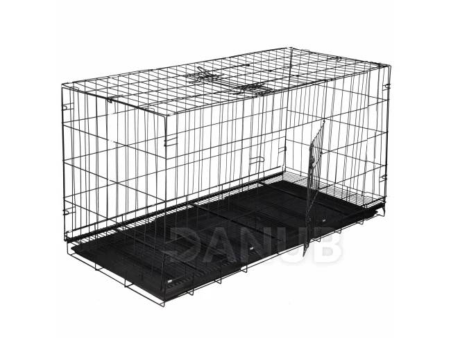 Állathordozó ketrec - összecsukható - 130 x 70 x 60 cm - XL - fekete