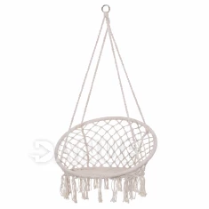 hintaszék háttámlával és bojtokkal - 60x60x44cm - krémszínű