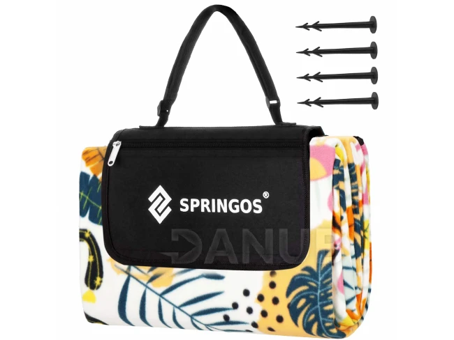 Piknik takaró - 200x200 cm - zöld levelek