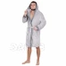 Férfi plüss fürdőköpeny kapucnival – L/XL – szürke
