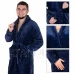 Férfi plüss fürdőköpeny – L/XL – sötétkék