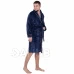 Férfi plüss fürdőköpeny – L/XL – sötétkék barnával