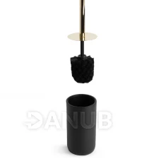 WC-kefe + tartó - matt fekete / arany