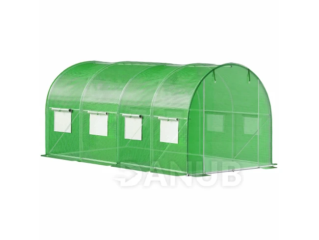 Fóliás kerti üvegház UV4 - 140g/m2 - 4,5x2x2 m - zöld Fóliás kerti üvegház UV4 - 140g/m2 - 4,5x2x2 m - zöld