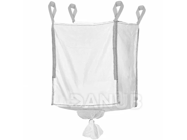 Big Bag zsák tölcsérrel - teherbírás 1000 kg - 1300l - fehér szürke színnel