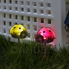 LED-es szolár lámpa - katica - hidegfehér - piros / sárga - 75 x 60 x 156 mm