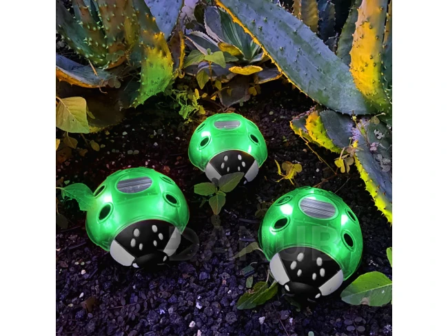 Szolár katicabogár - zöld - 14,5 x 12 x 6 cm - 6 melegfehér LED