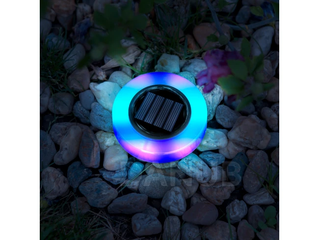 LED-es leszúrható szolár lámpa - kör alakú - RGB színes LED - 105 x 128 mm