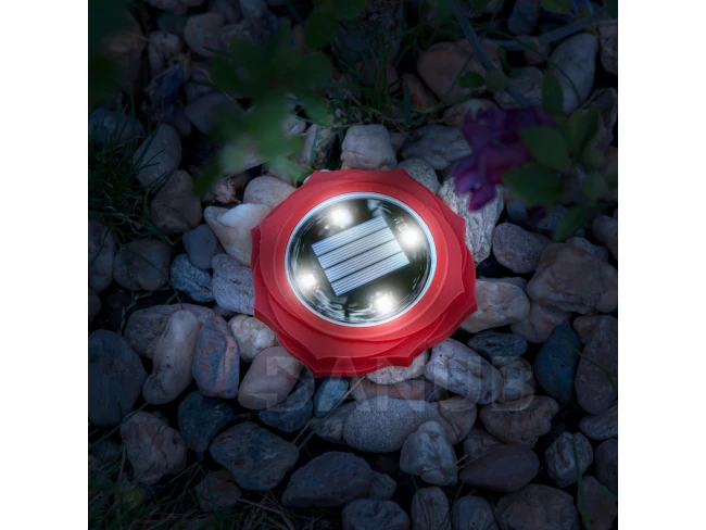 LED-es leszúrható szolár lámpa - piros - hidegfehér - 11,5 x 2,3 cm