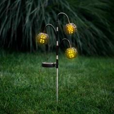 Leszúrható szolár lámpa - lánghatással - 5 gömb - 7 cm - 30 LED