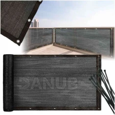 Balkon paraván - 150g/m2 - 1x5 m + húzószalagok - antracit
