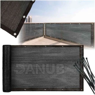 Balkon paraván - 150g/m2 - 1x5 m + húzószalagok - antracit