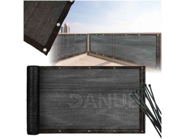 Balkon paraván - 150g/m2 - 1x5 m + húzószalagok - antracit