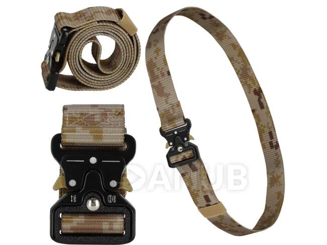 Taktikai katonai öv csattal - 125 cm - barna terepszínű