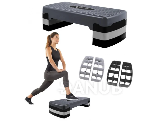 Step Aerobic híd állítható - 2 lépcsőfok - fekete-szürke