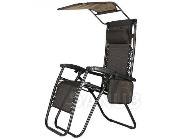 Összecsukható kerti szék árnyékolóval - barna/fekete/bézs