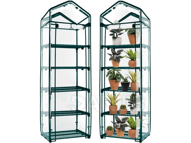 Kerti/balkon üvegház fóliával - 5 polc - 130g/m2 - 190x70x50cm - zöld Kerti/balkon üvegház fóliával - 5 polc - 130g/m2 - 190x70x50cm - zöld