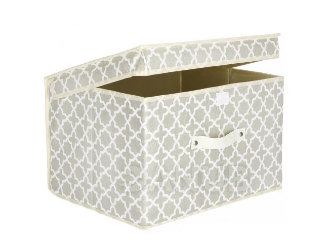 Tárolódoboz fedéllel - 25x40x30cm - marokkói lóhere bézs alapon