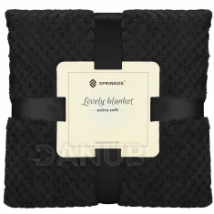 Kétoldalas plüss takaró Warm - 200x220cm - fekete