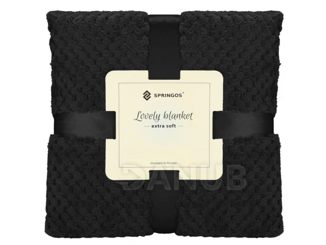 Kétoldalas plüss takaró Warm - 200x220cm - fekete