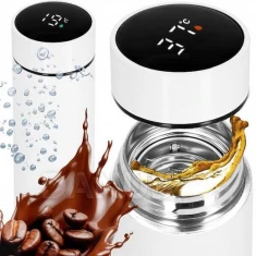 Termosz hőmérséklet kijelzővel - rozsdamentes acél - 500 ml - fehér