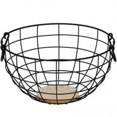 Gyümölcskosár - fém - kerek - 28x15 cm - fekete