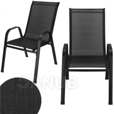 Rakásolható kerti szék - fekete - 2 db
