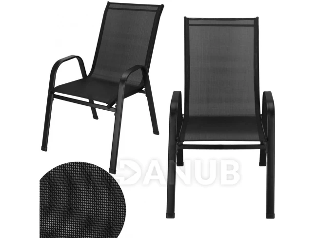 Rakásolható kerti szék - fekete - 2 db