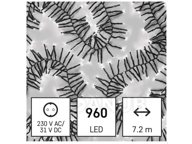 LED karácsonyi fényfüzér – sündisznó, 7,2 m, kültéri és beltéri használatra, hideg fehér, programok