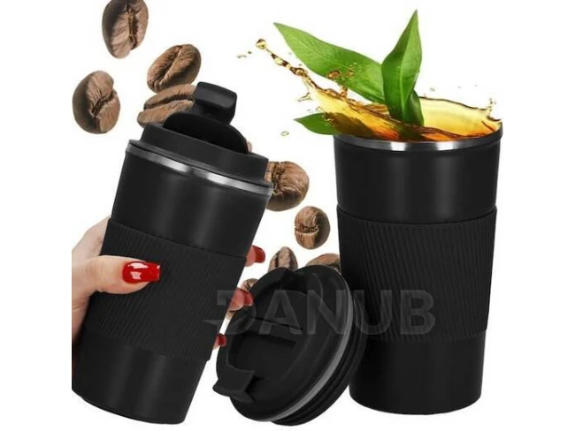 Rozsdamentes acél kávé és tea bögre - fekete - 500 ml