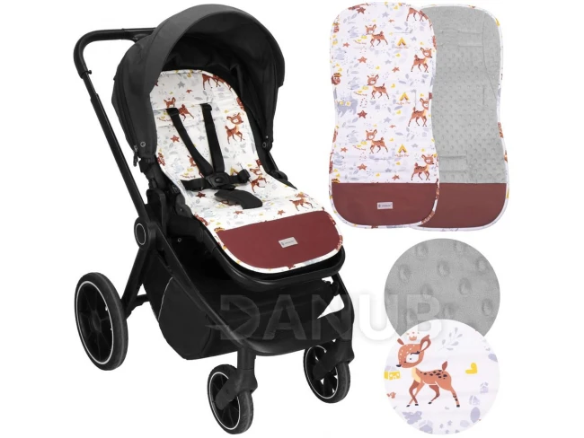 Babakocsi alátét - 37x78 cm - kétoldalas - állatkák