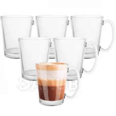 Kávés és teáspoharak - 6 db 300 ml - füles - latte készlet