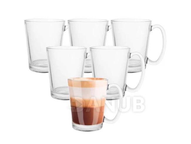 Kávés és teáspoharak - 6 db 300 ml - füles - latte készlet
