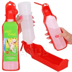 Vizes palack kutyáknak és macskáknak itatóval - 250 ml - piros