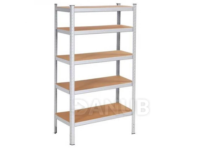 Fém állvány 5 polccal - 150x75x30cm - 675kg - világosbarna