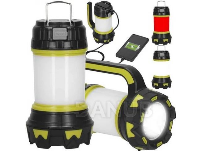 Multifunkcionális kemping LED zseblámpa, 6 fénymód, power bank funkcióval