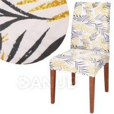 Univerzális székhuzat - sárgás szürke levelek