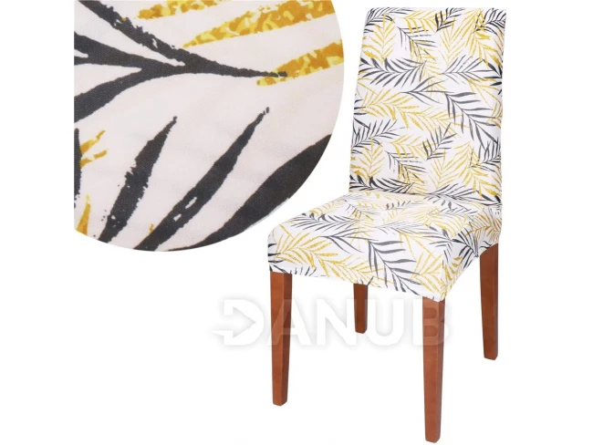 Univerzális székhuzat - sárgás szürke levelek