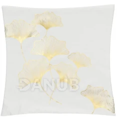 Párnahuzat - 40x40cm - arany levelek fehér alapon