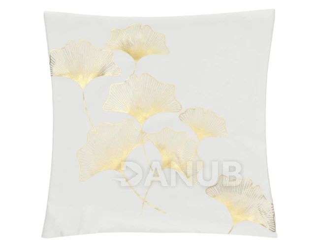 Párnahuzat - 40x40cm - arany levelek fehér alapon