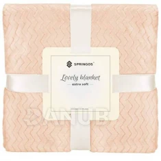 Kétoldalas plüss takaró 160x200cm - cikcakk - barack színű