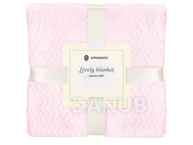 Kétoldalas plüss takaró 160x200cm - cikcakk - világos rózsaszín