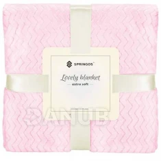 Kétoldalas plüss takaró 160x200cm - cikkcakk - rózsaszín