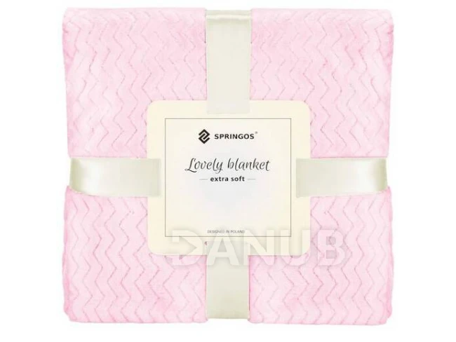 Kétoldalas plüss takaró 160x200cm - cikkcakk - rózsaszín