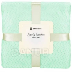 Kétoldalas plüss takaró 160x200cm - cikcakkos - zöld