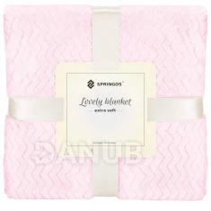 Kétoldalas plüss takaró 200x220cm - cikcakkos - világos rózsaszín