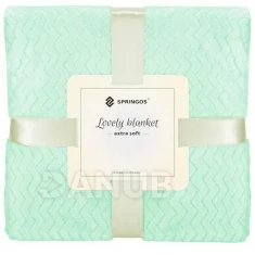 Kétoldalas plüss takaró - 200x220cm - cikcakk - világoszöld