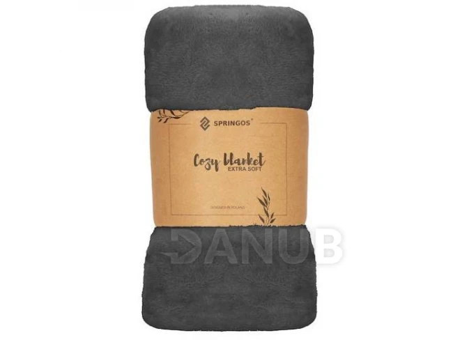 Kétoldalas plüss takaró - 200x220cm - grafit