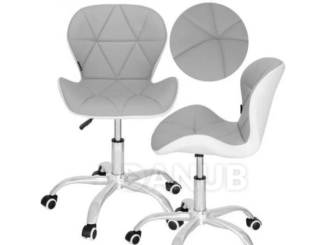 Forgó irodai szék kerekeken - bársony - szürke/fehér