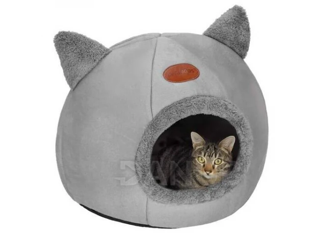 Macskaágy párnával 37x31x36 cm - szürke